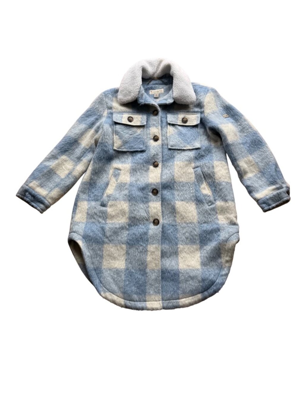 Koolaburra By UGG Women's Coat Jacket Size M Blue Plaid Wool Blend Button Front